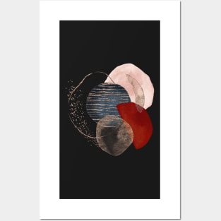 Modern Abstract Blush, Terracotta, Rose Gold and Navy Blue Posters and Art